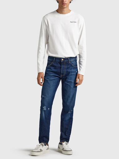 Dark blue jeans with logo patch - 5