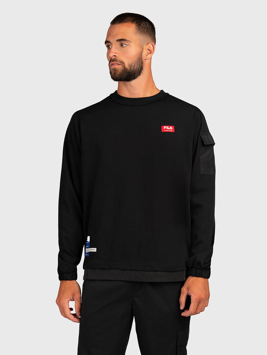 TERUEL black sweatshirt with accent pocket and logo
