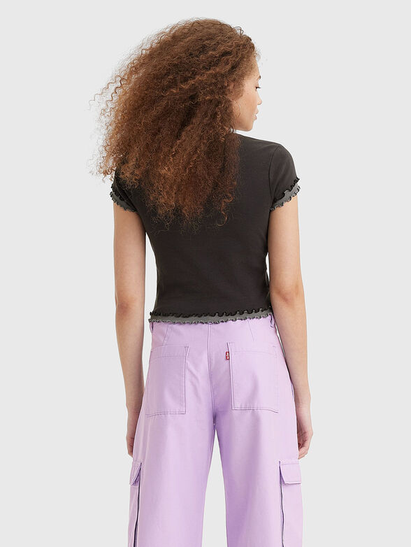 Black cotton T-shirt with rhinestones - 3
