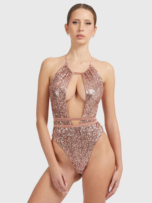 One piece swimsuit with sequins - 1