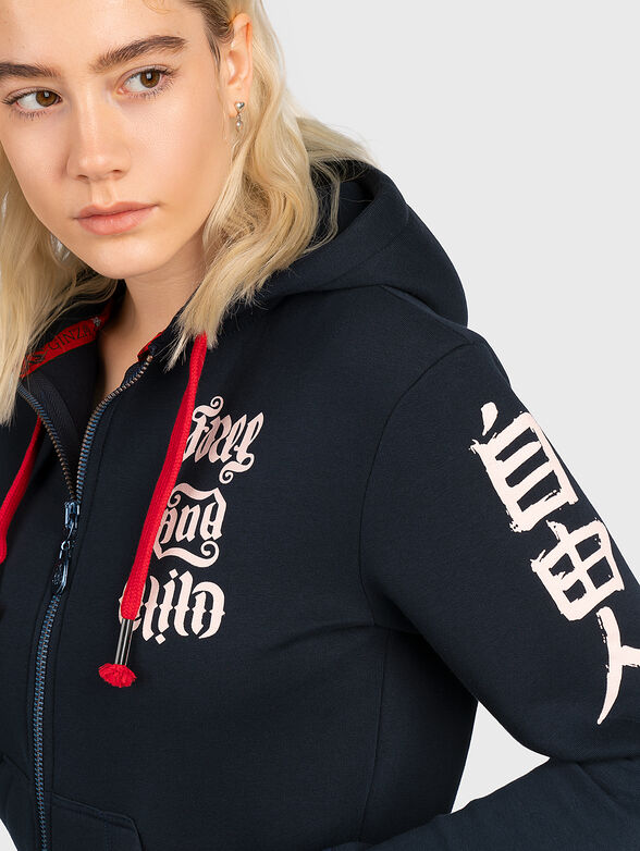 HLZ011 black sweatshirt with zip and hood - 3