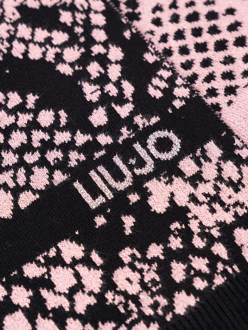 Knitted scarf with animal print - 3