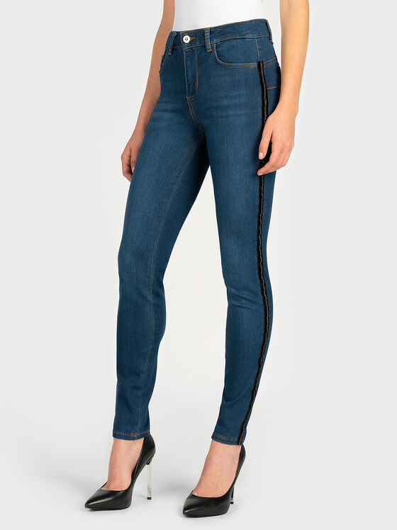 High waist skinny jeans with crystals - 1
