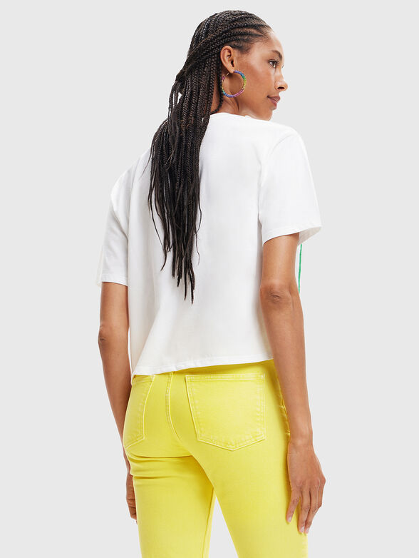 PALMER white T-shirt with print and beads - 3