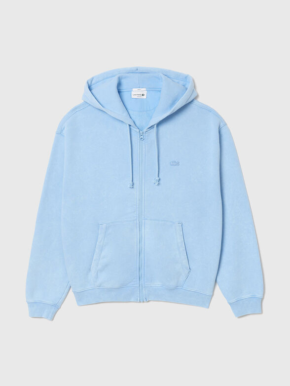 Light blue hooded sweatshirt with zip - 0
