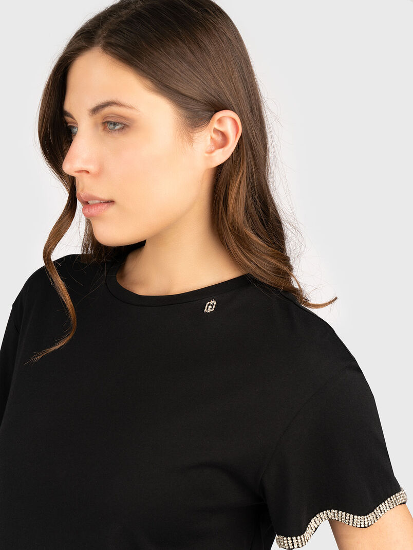 Cotton T-shirt with accent sleeves - 3