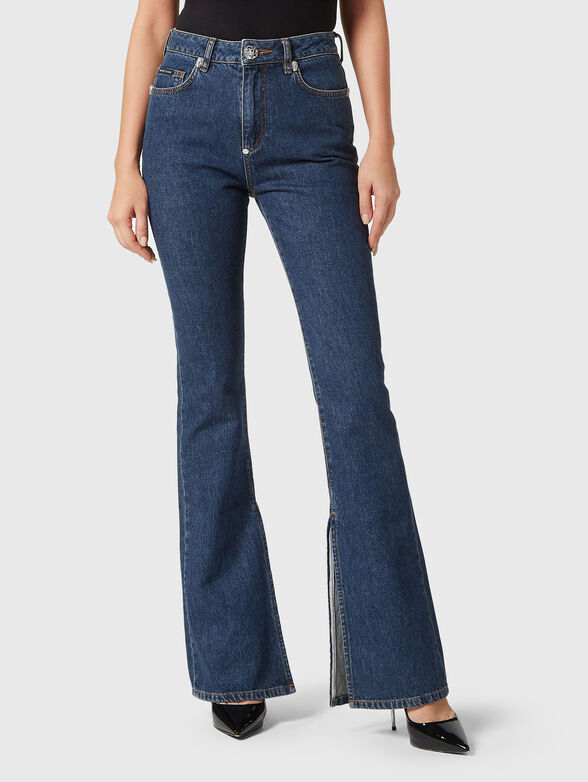 CRYSTAL SKULL high-waisted jeans - 0
