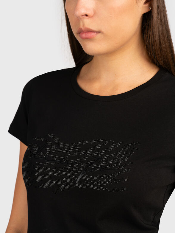 T-shirt with print and rhinestones - 4