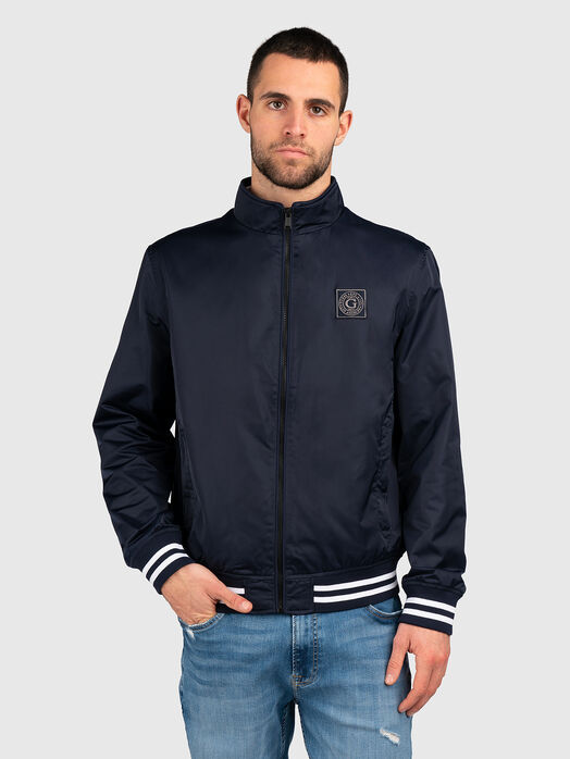 Black jacket with zip and logo patch