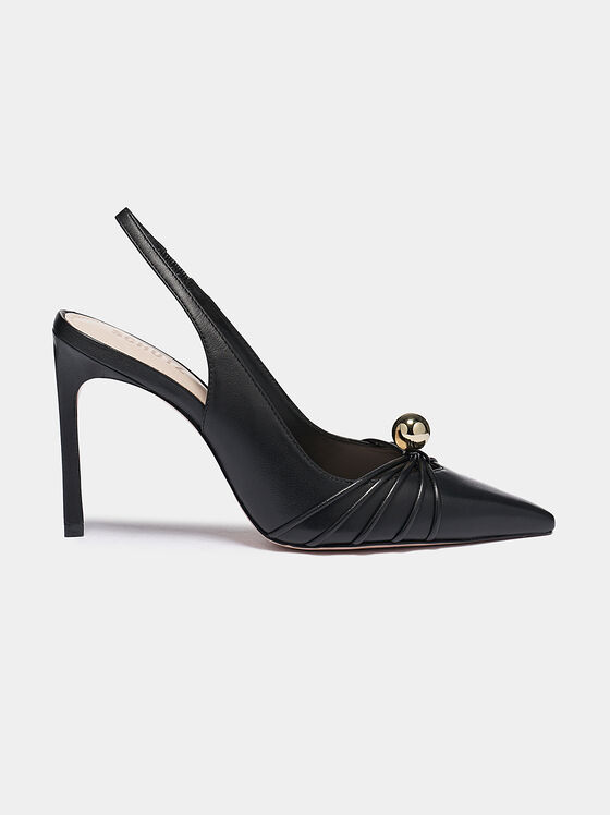Genuine black shoes with golden element - 1