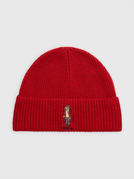 Polo  Bear κόκκινο πλεκτό καπέλο - 1