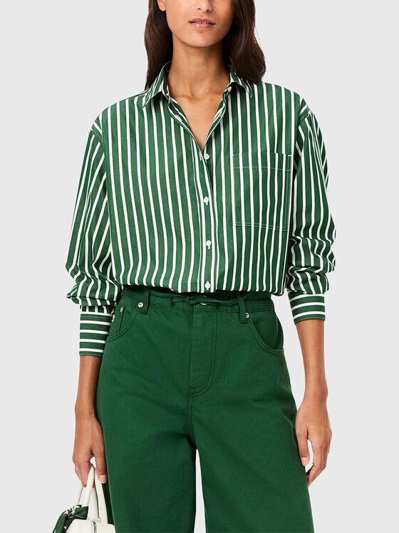 Striped long sleeved cotton shirt - 1