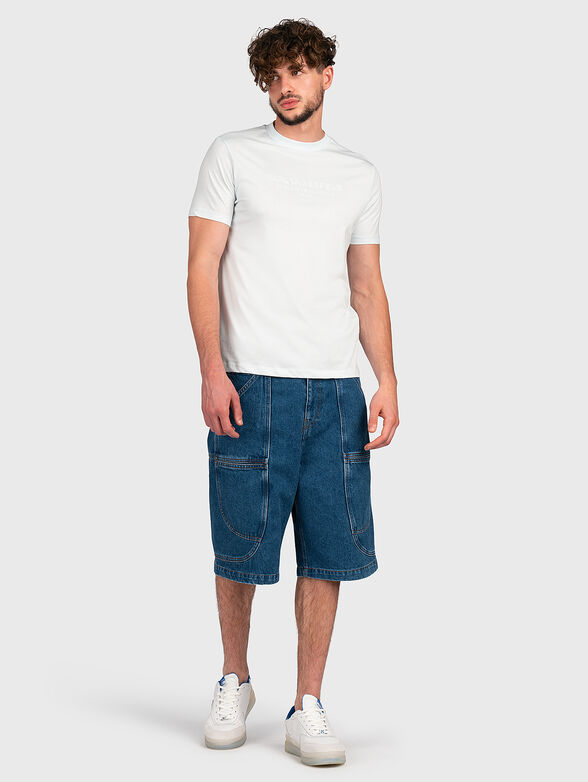 Blue t-shirt with embossed logo - 1