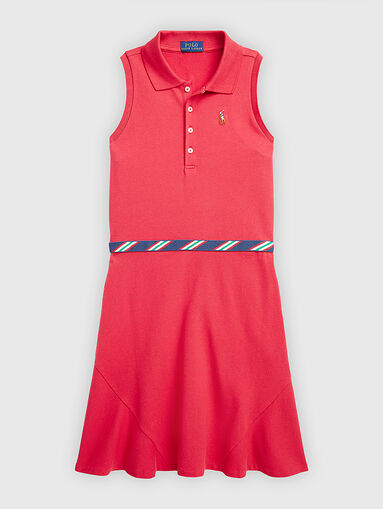 Red dress with logo embroidery - 4