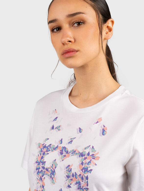 White cotton T-shirt with logo detail - 4