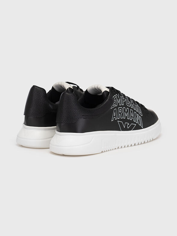 Sports leather shoes with logo print - 3