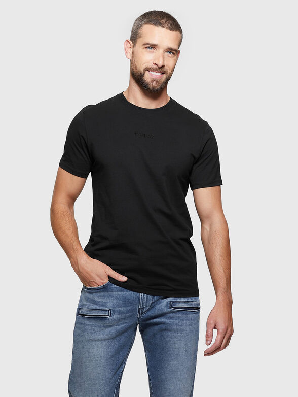Black T-shirt with logo embroidery - 1