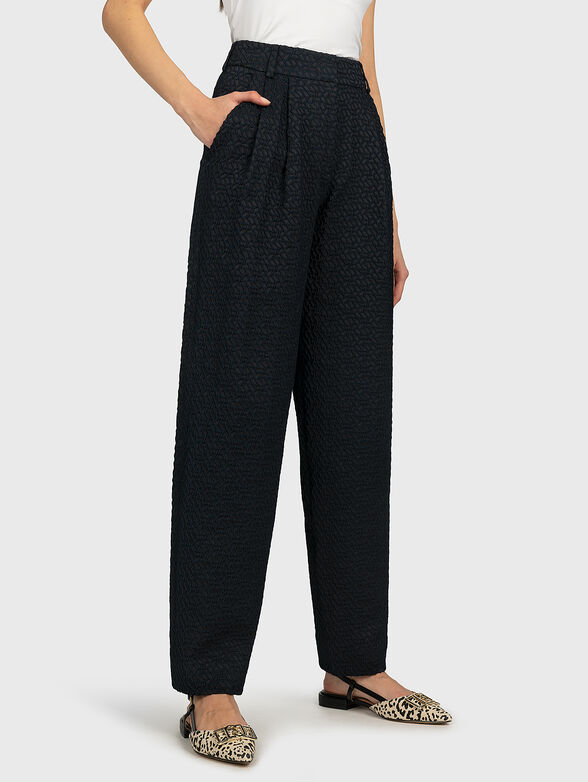 Embroidered pants in dark blue - 0