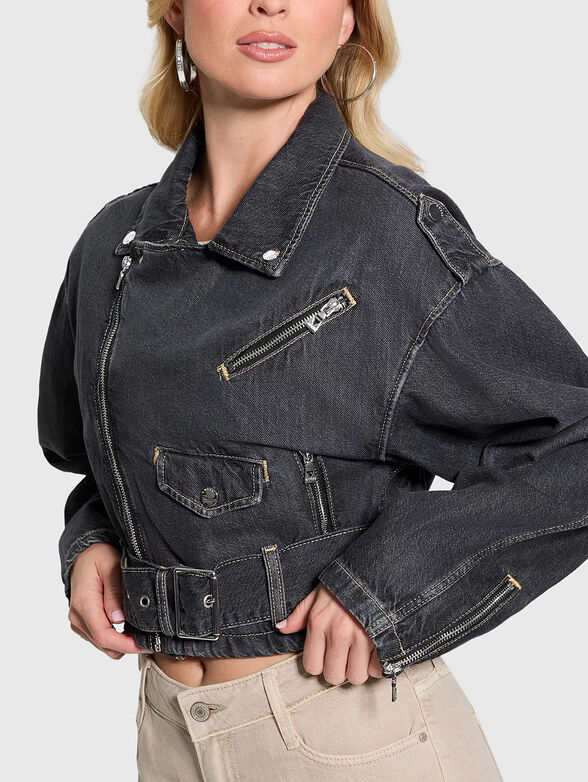 Denim jacket with belt - 4