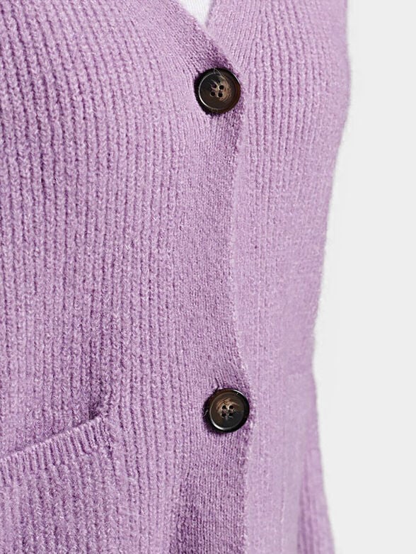 Beige cardigan with buttons and pockets - 5
