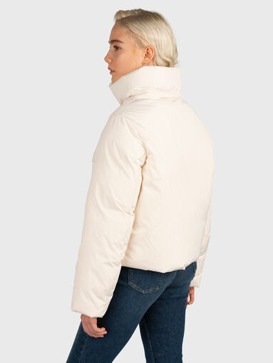 Padded jacket with hood and logo patch - 3