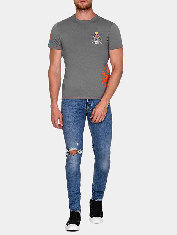 GMTS007 Grey t-shirt with art prints - 1