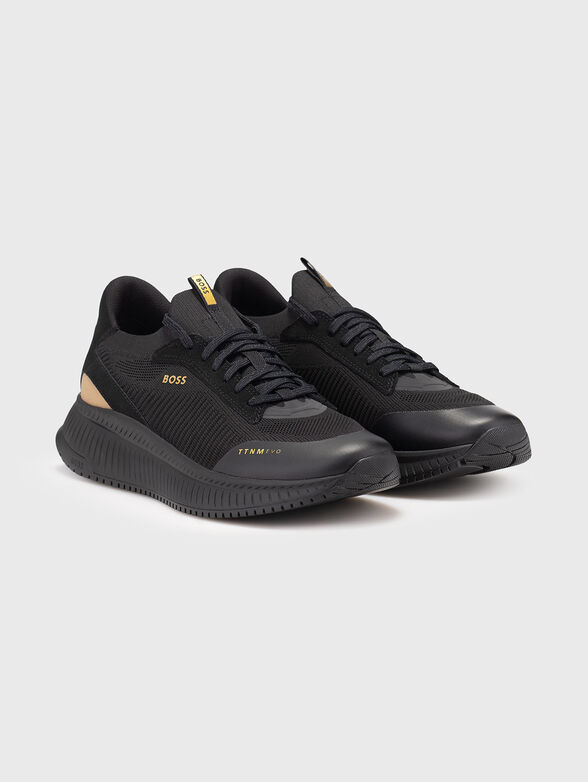 Black sports shoes with logo - 2
