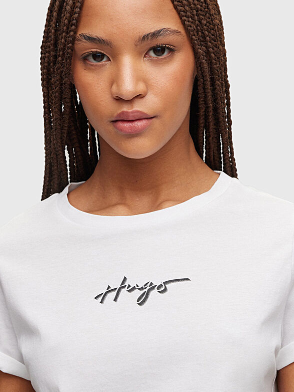 Black cotton T-shirt with logo accent - 4