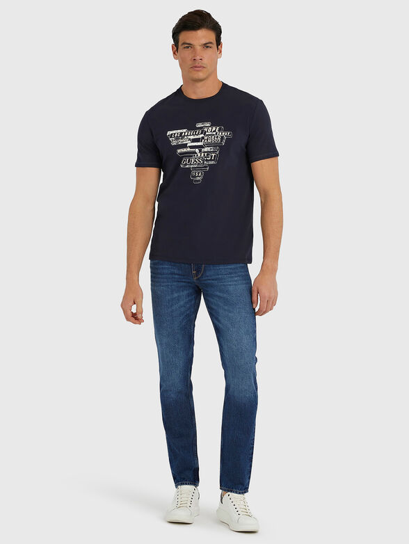 Black Т-shirt cotton with abstract print - 2