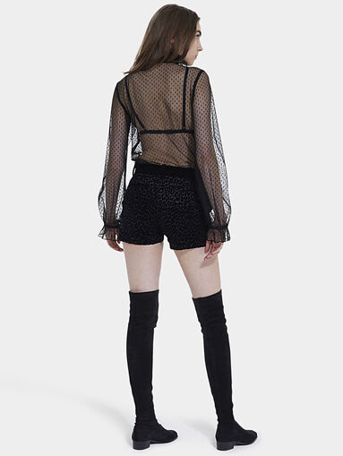 Black sheer shirt with accented sleeves - 4