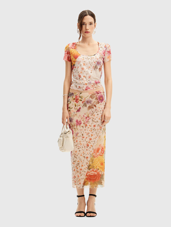 Short sleeve blouse with floral print - 1