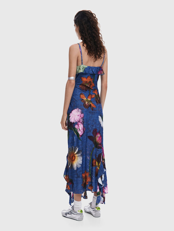 Dress with denim effect and floral accents - 1
