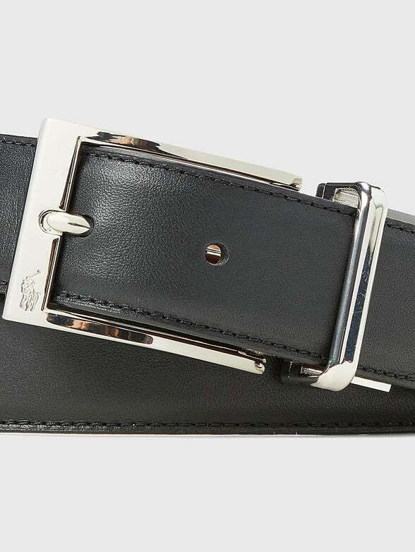 Reversible leather belt with metal buckle - 3