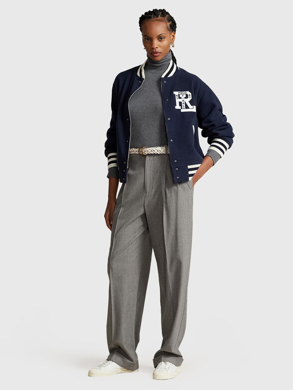 Sweater with polo collar in grey color - 1
