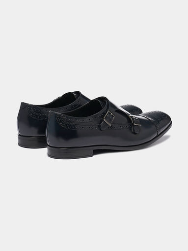 Blue leather shoes with buckles - 3