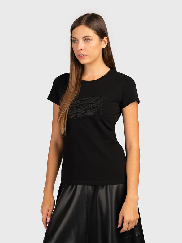 T-shirt with print and rhinestones - 1