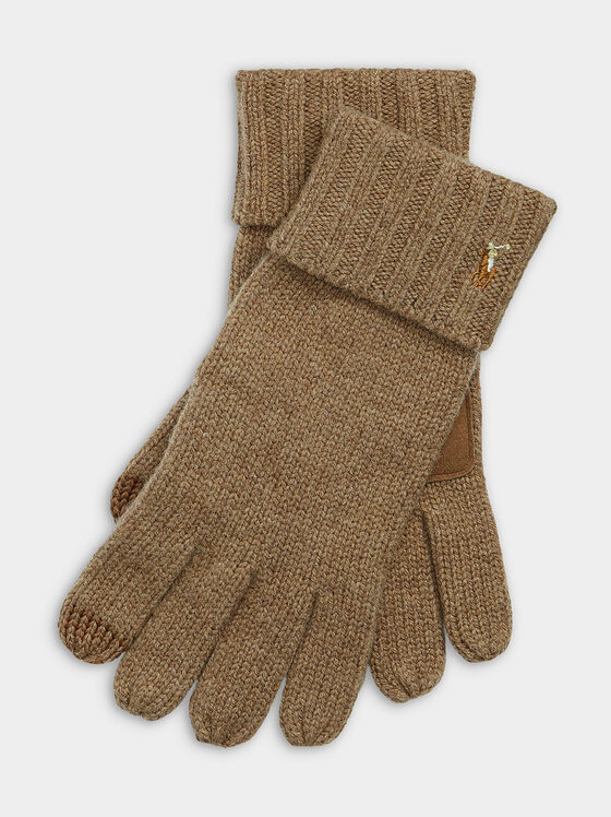 Brown knitted gloves - 1