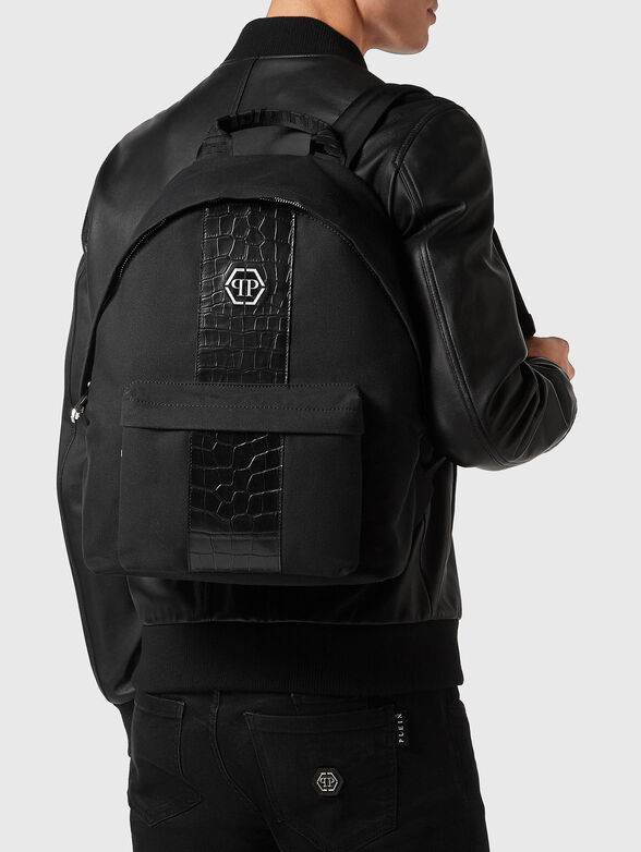 Croco effect canvas backpack - 2
