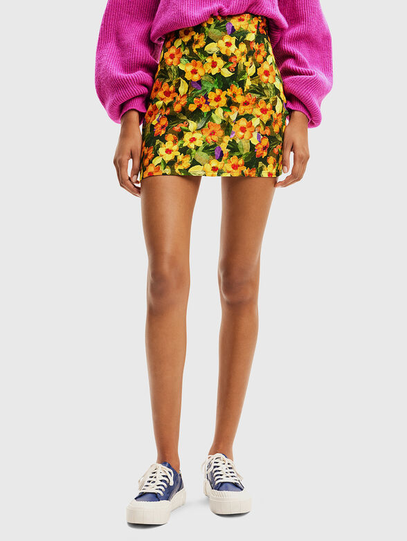Mini skirt with floral print - 0