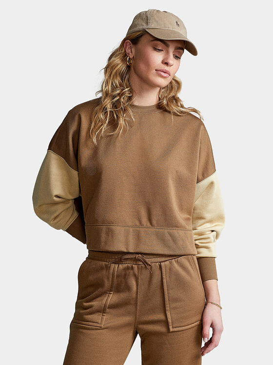 Color-blocked cropped sweatshirt - 1