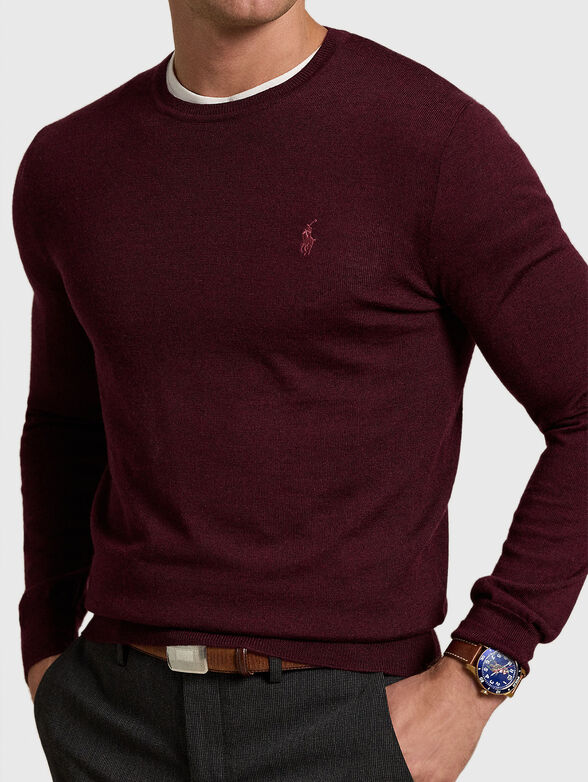Burgundy sweater with an oval neckline - 3