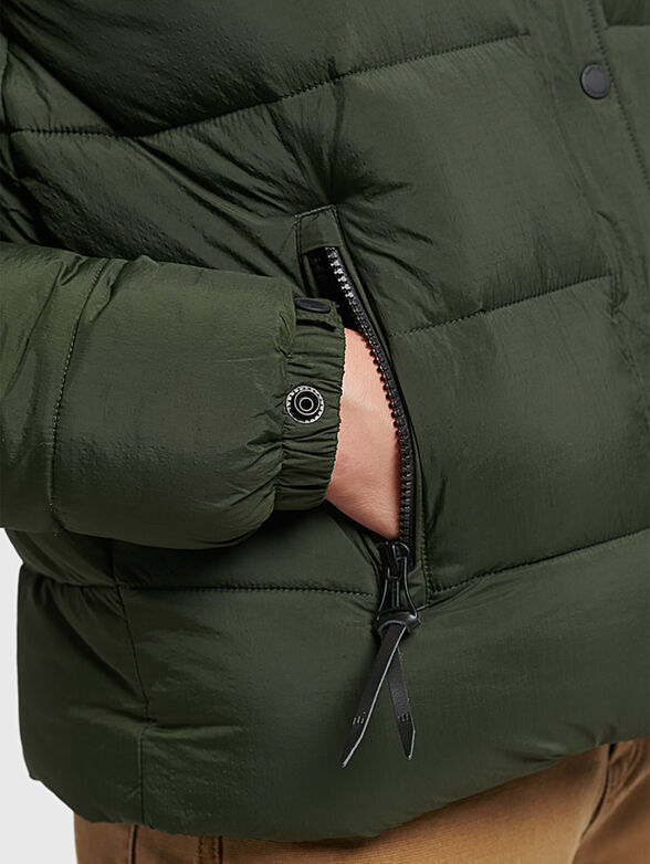 Green jacket with faux fur element - 5