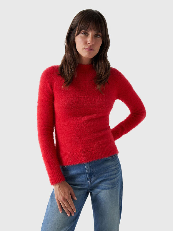 Knitted sweater in red colour - 1
