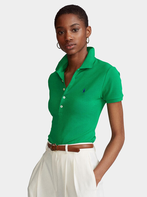 Πράσινο polo-shirt με κουμπιά - 1