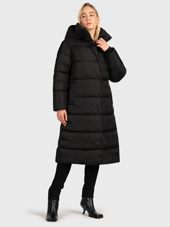 Long waterproof jacket in black color - 1