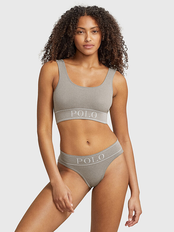 Grey sports bra with logo - 2