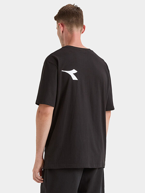 Μαύρο βαμβακερό μπλουζάκι με εκτύπωση με λογότυπο - 2