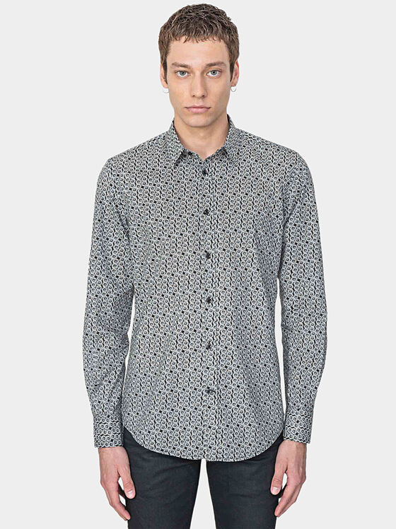 Cotton shirt with floral print - 1