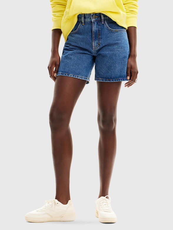 Cotton denim shorts - 1