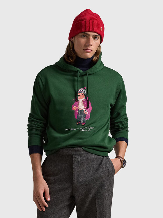 Πράσινο φούτερ με στάμπα Polo Bear - 1
